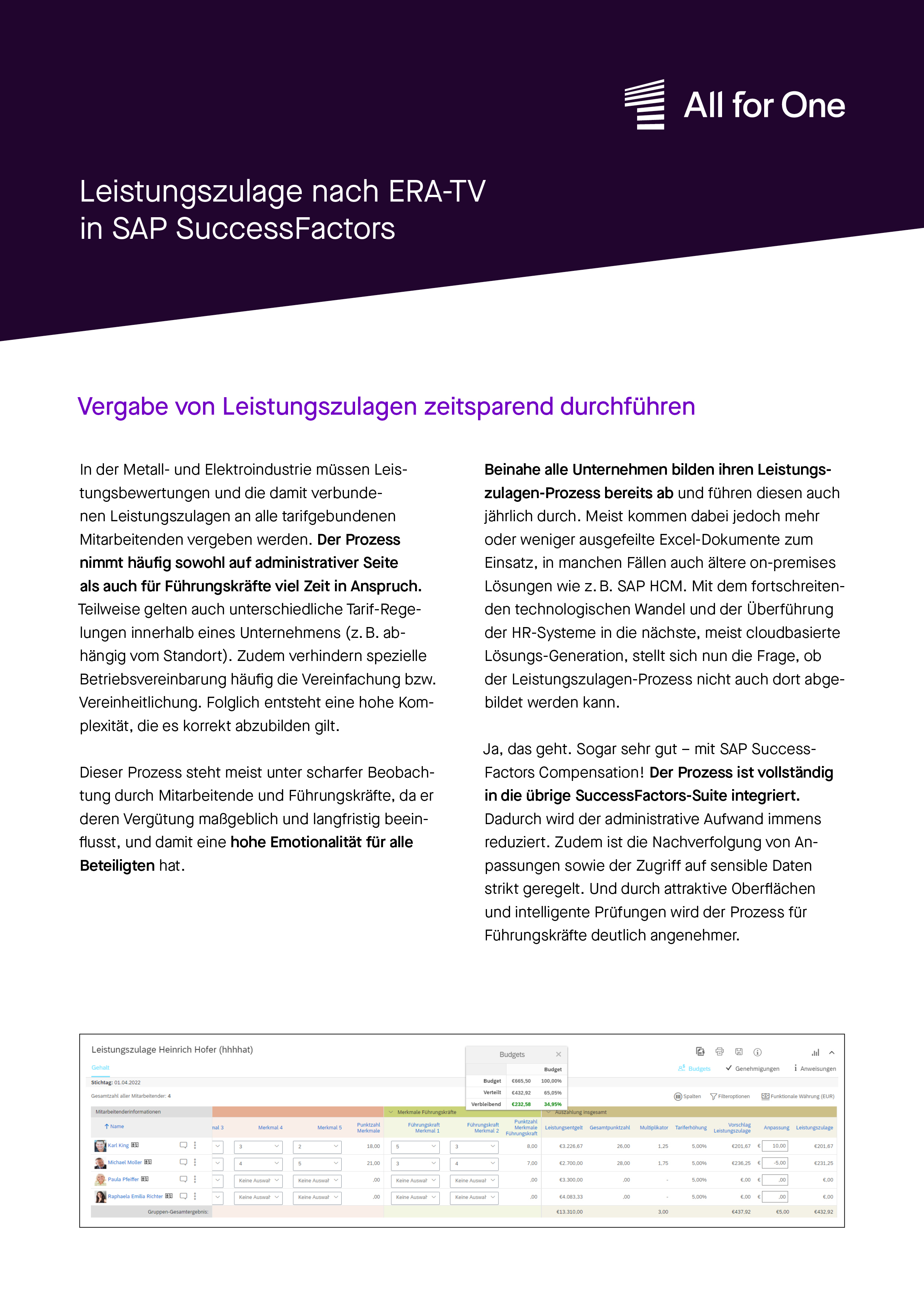 Leistungszulage nach ERA-TV in SAP SuccessFactors