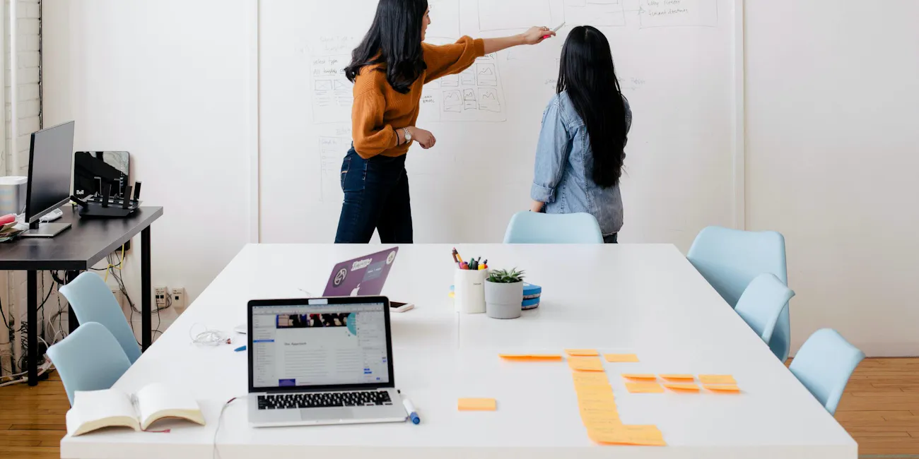 2 Frauen an Flipchart-Wand