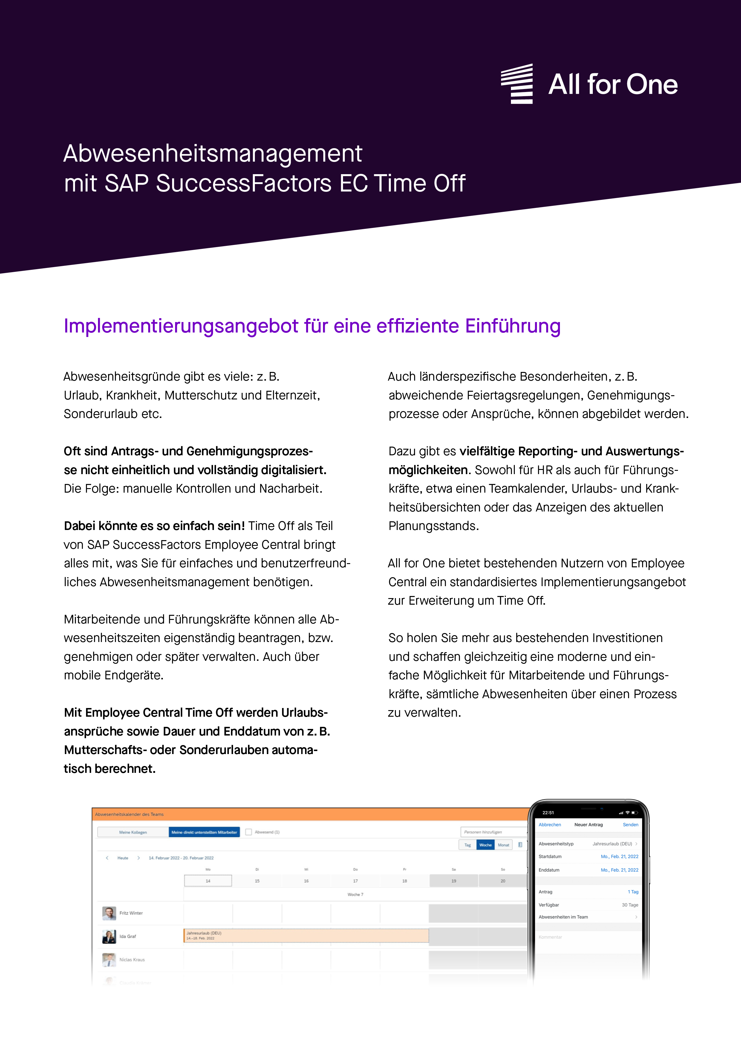 Abwesenheitsmanagement mit SAP SuccessFactors EC Time Off